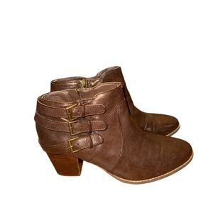 Canyon River Blues Brown Ankle Booties with Triple Buckle
